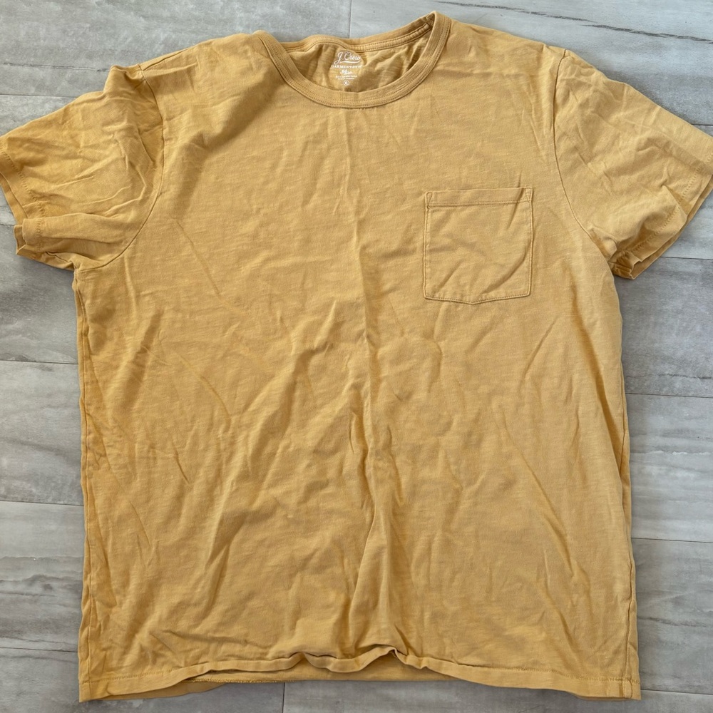 j crew yellow garment dyed pocket tee